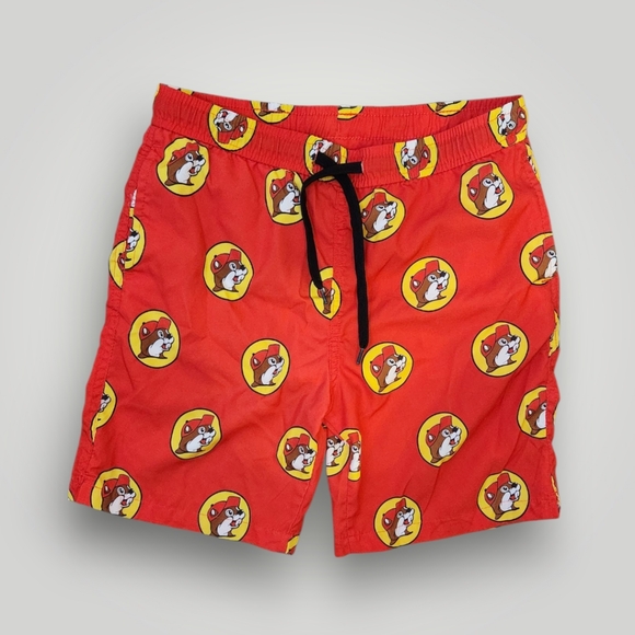 Buc-ee's beaver red yellow board swim trunks size youth M - Picture 1 of 9